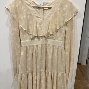 Entro Cream Star-Patterned Mini Dress